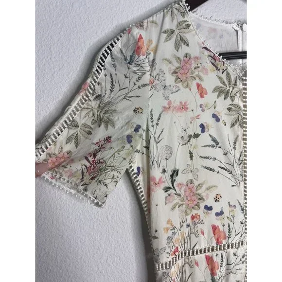 The Kooples Floral Mini Silk Dress White (Size XXS) - Picture 4 of 5